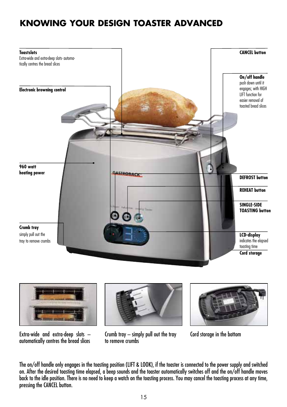 Knowing your design toaster advanced | Gastroback 42404 Design Toaster Advanced User Manual | Page 3 / 12