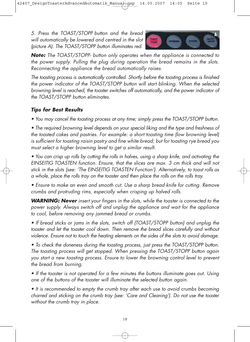 Gastroback 42407 Design Toaster Advanced User Manual | Page 7 / 12