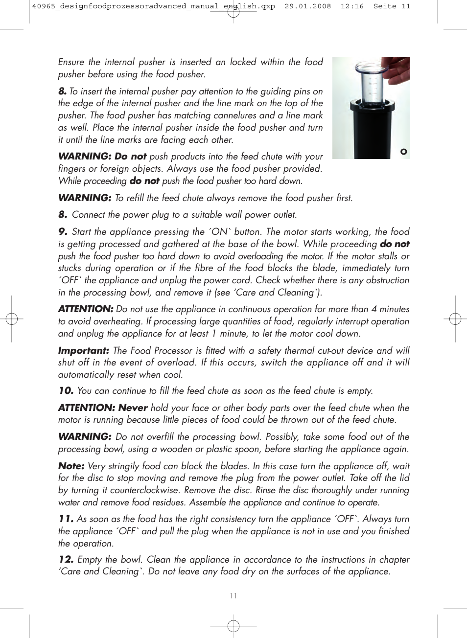 Gastroback 40965 Design Food Processor Advanced User Manual | Page 11 / 36