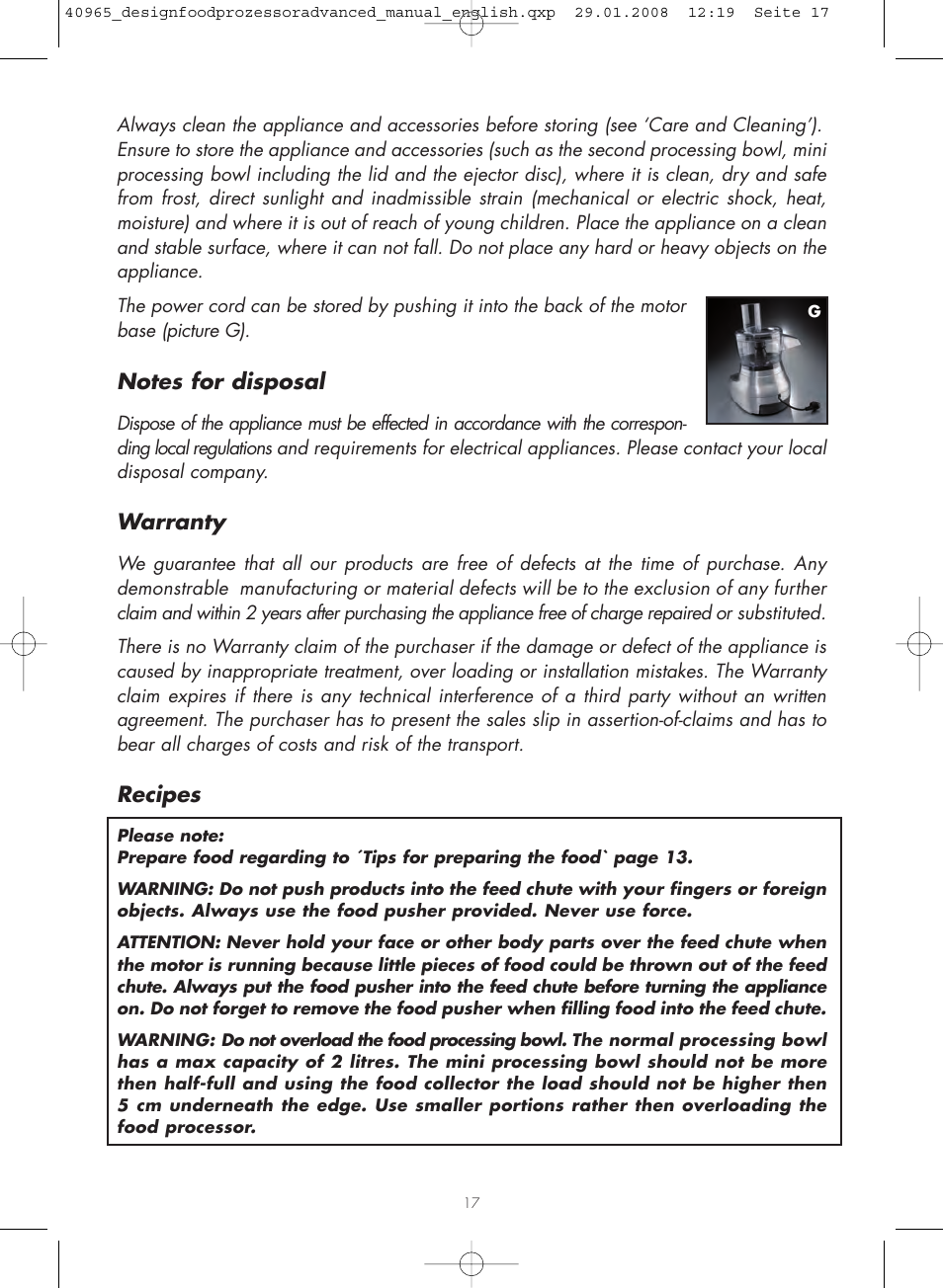Gastroback 40965 Design Food Processor Advanced User Manual | Page 17 / 36