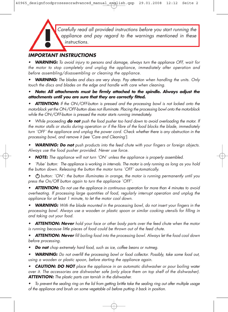 Gastroback 40965 Design Food Processor Advanced User Manual | Page 2 / 36