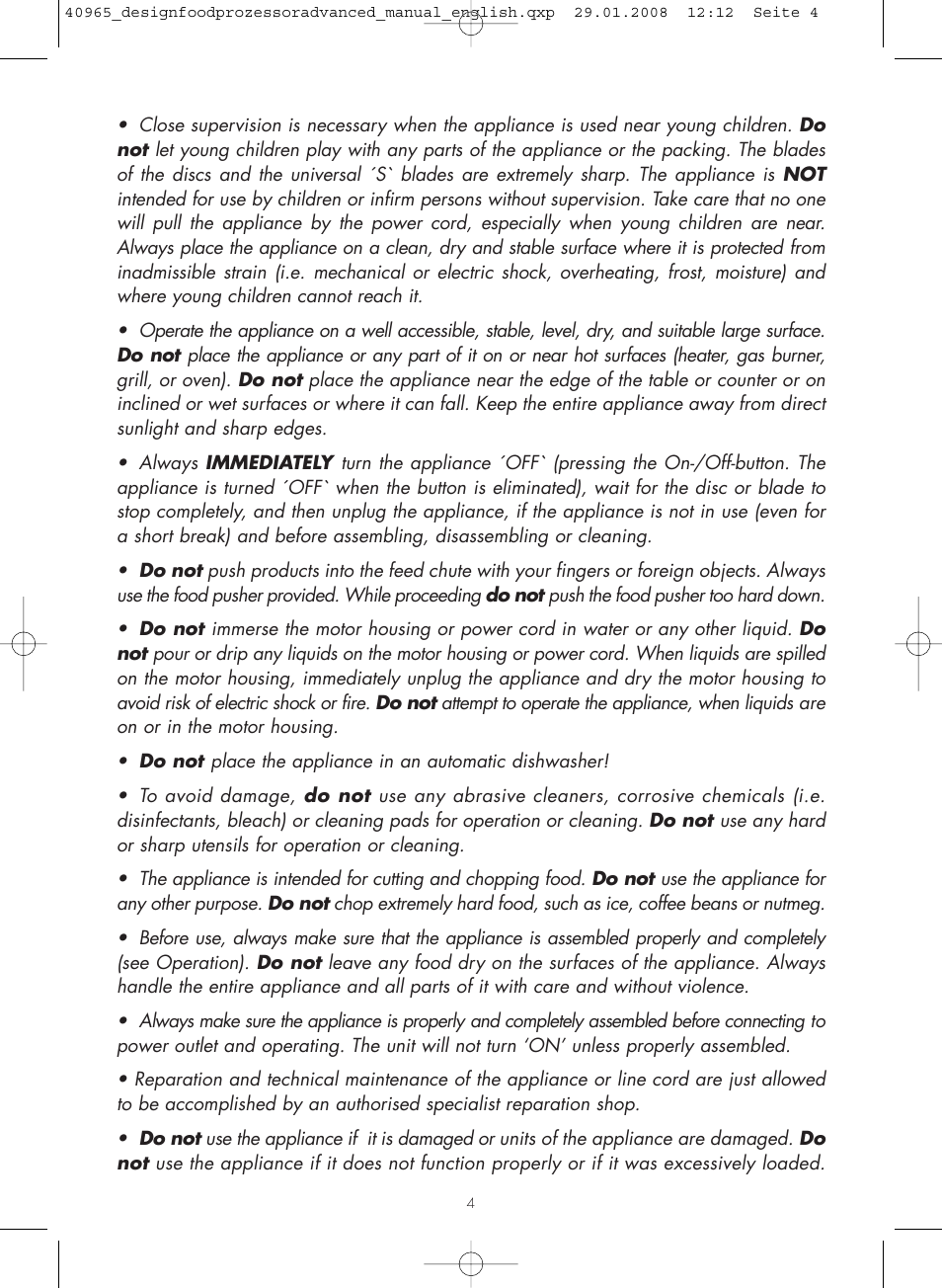 Gastroback 40965 Design Food Processor Advanced User Manual | Page 4 / 36
