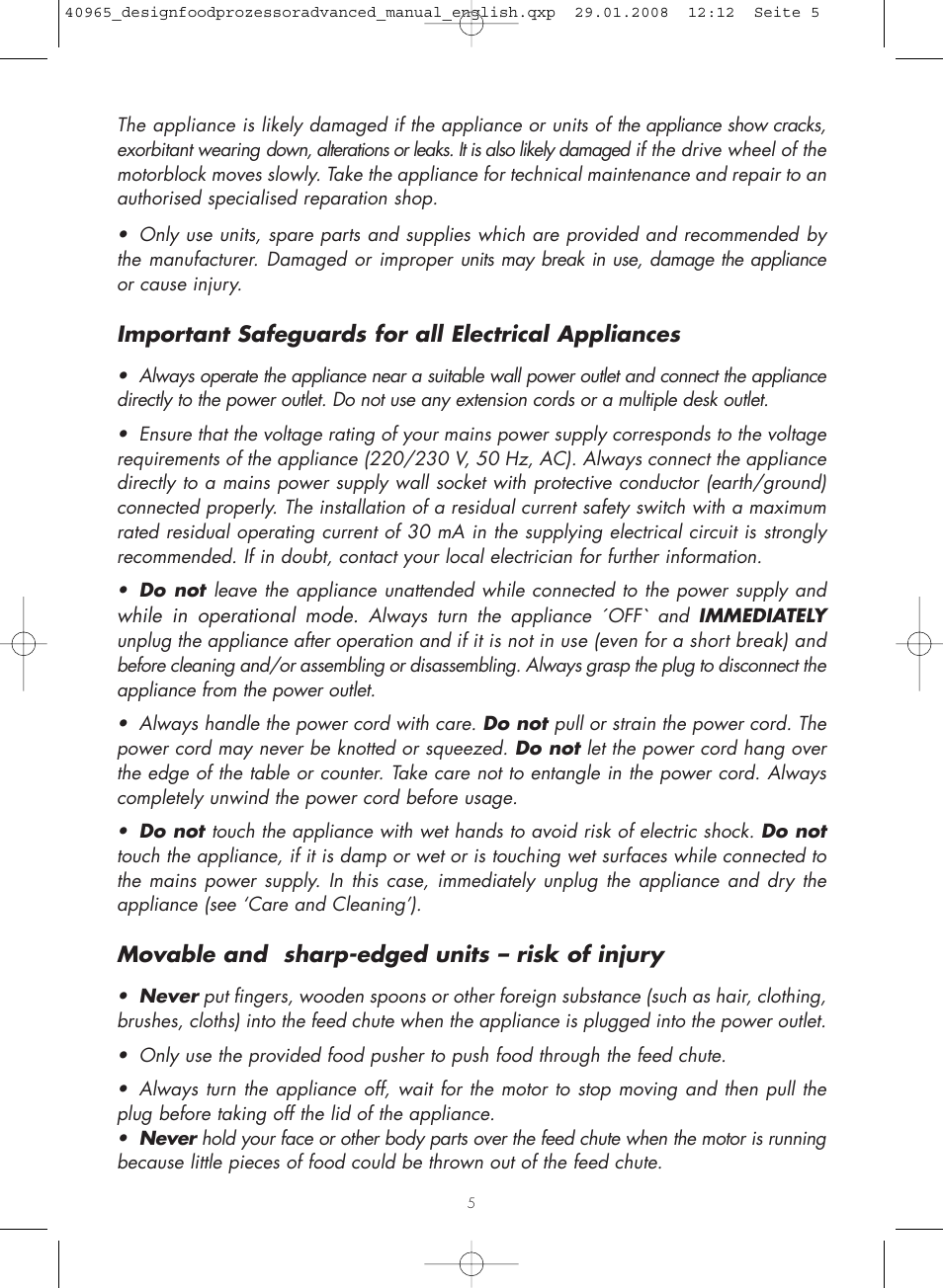 Gastroback 40965 Design Food Processor Advanced User Manual | Page 5 / 36