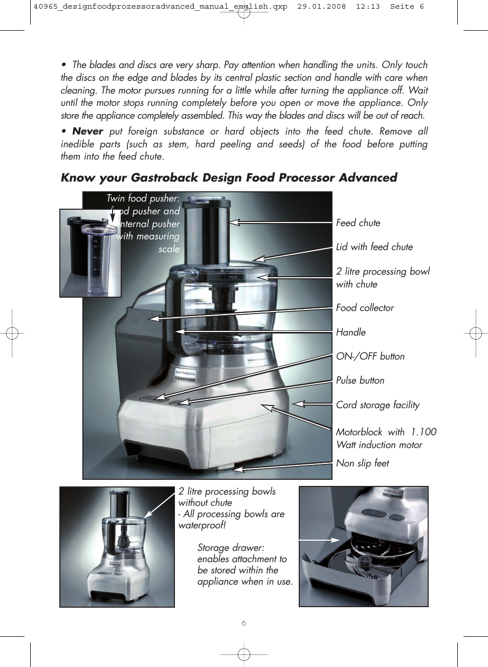 Gastroback 40965 Design Food Processor Advanced User Manual | Page 6 / 36