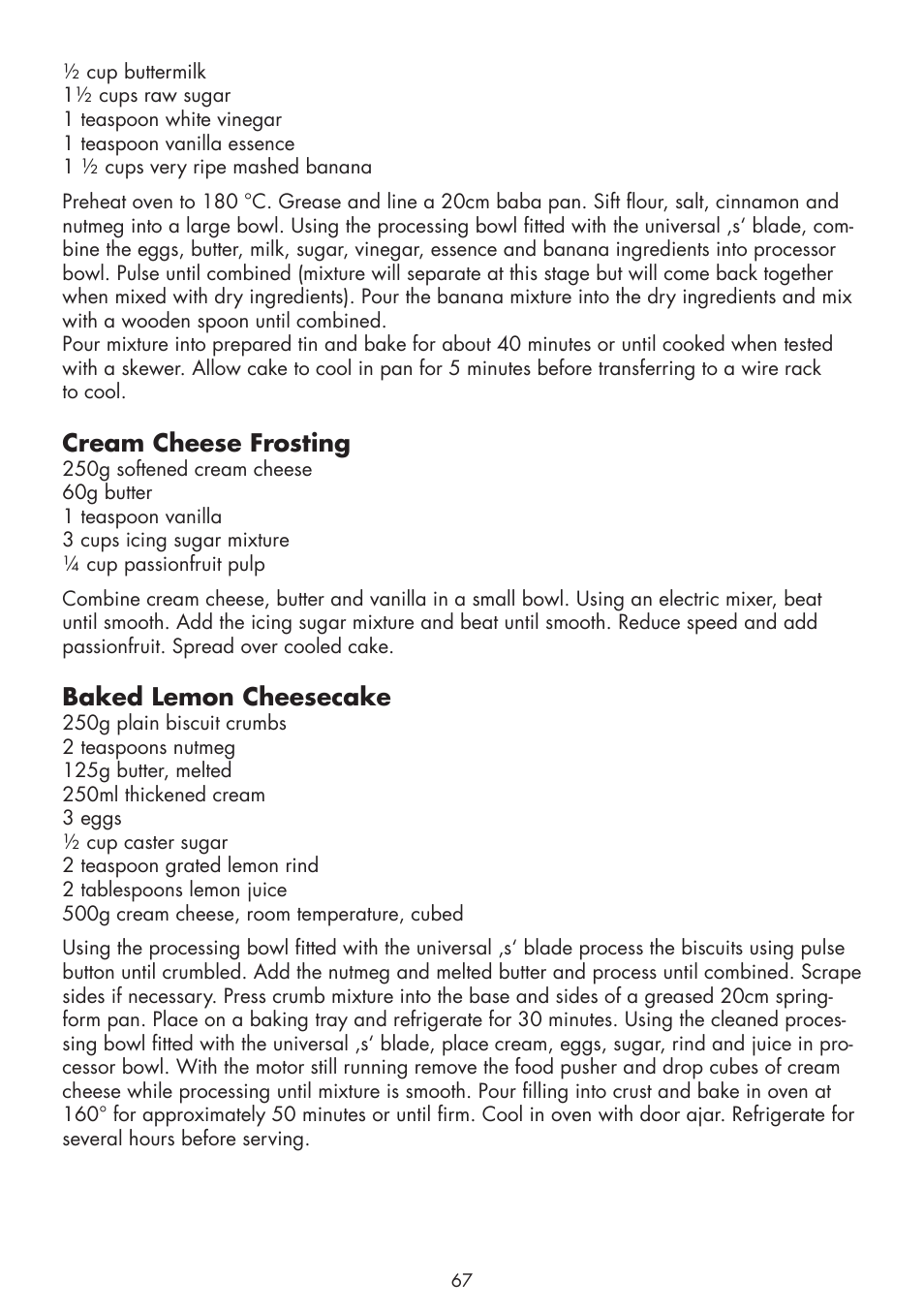 Cream cheese frosting, Baked lemon cheesecake | Gastroback 40964 Design Food Processor Pro User Manual | Page 29 / 33