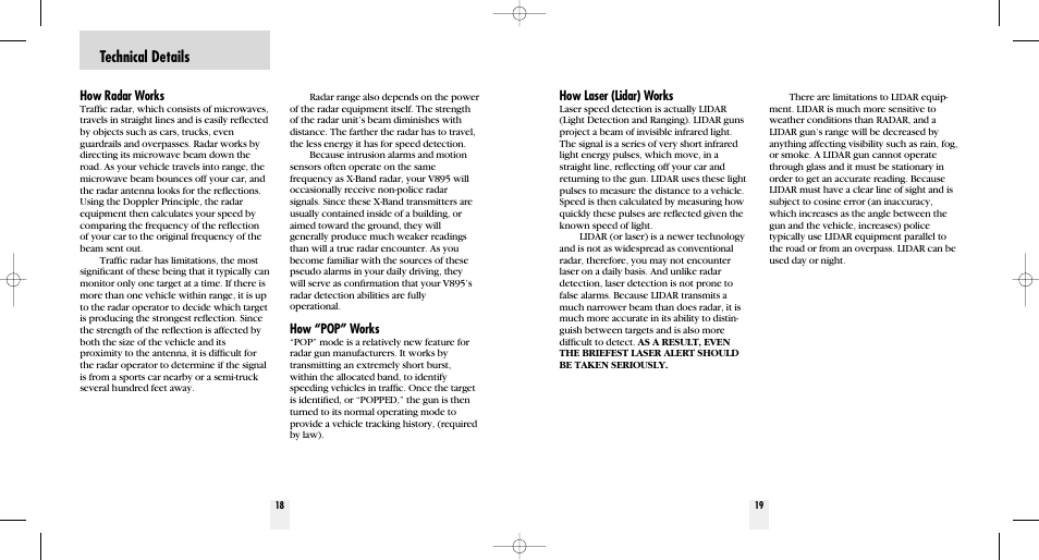 Technical details | Beltronics V895 User Manual | Page 11 / 16