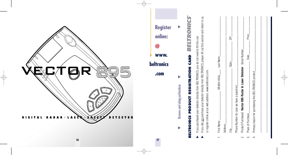 Vector | Beltronics V895 User Manual | Page 15 / 16