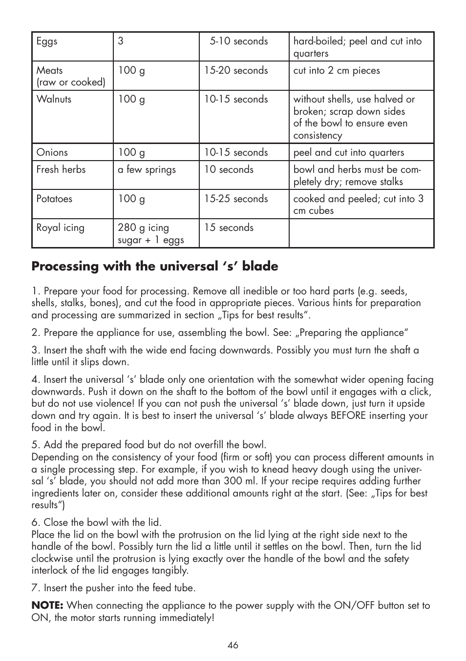 Processing with the universal ‘s’ blade | Gastroback 40963 Design Food Processor S User Manual | Page 14 / 28