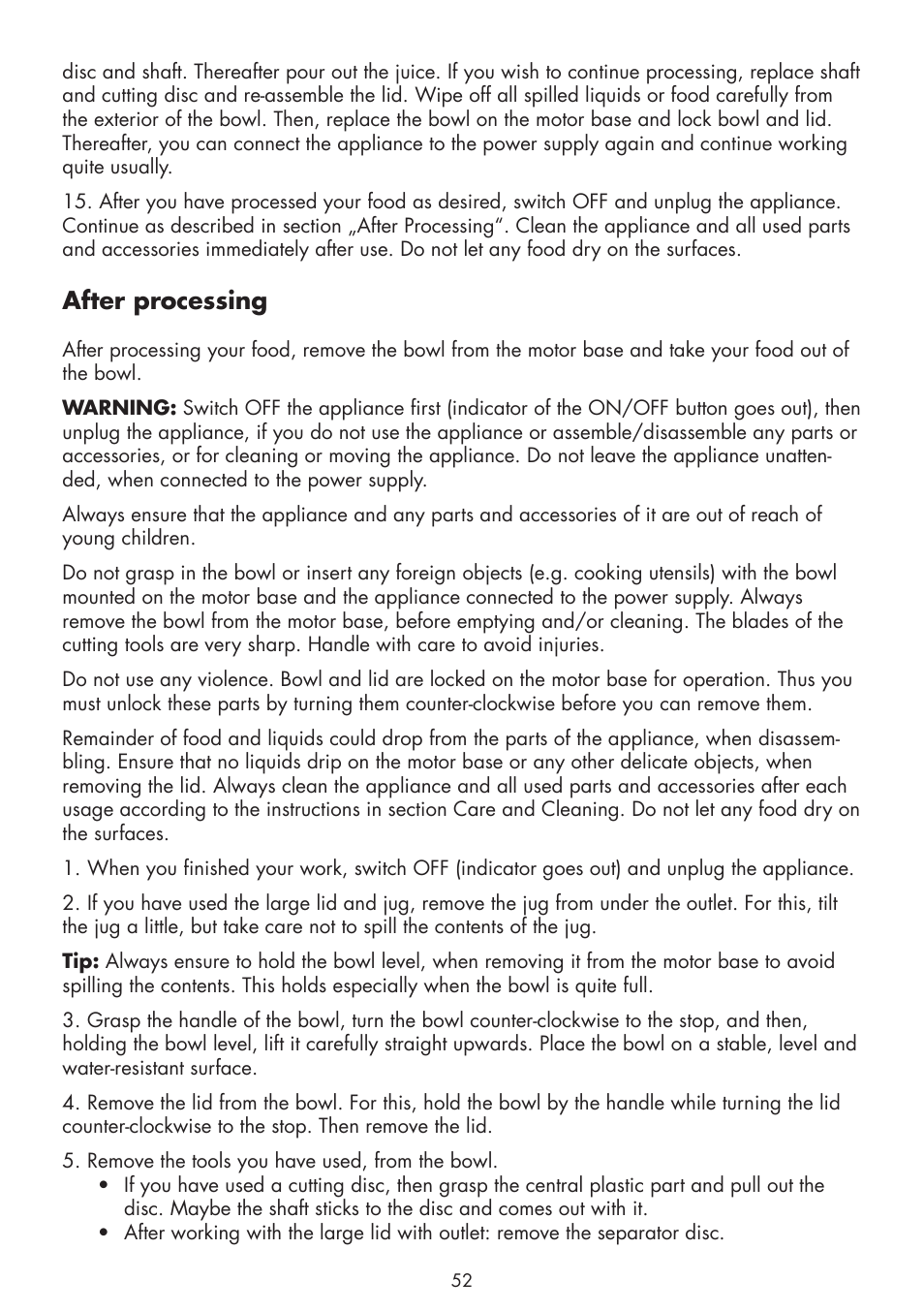 After processing | Gastroback 40963 Design Food Processor S User Manual | Page 20 / 28