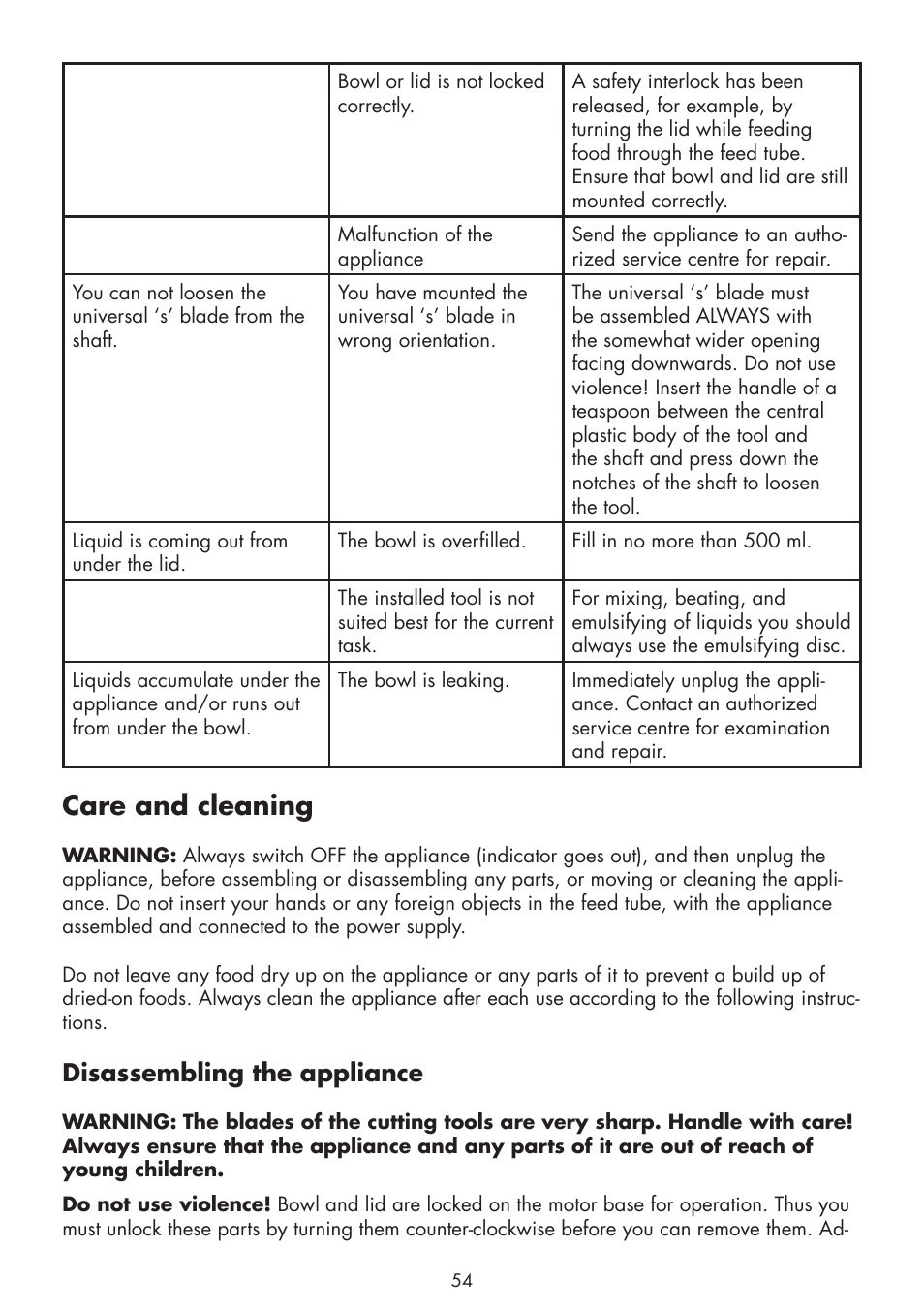 Care and cleaning, Disassembling the appliance | Gastroback 40963 Design Food Processor S User Manual | Page 22 / 28