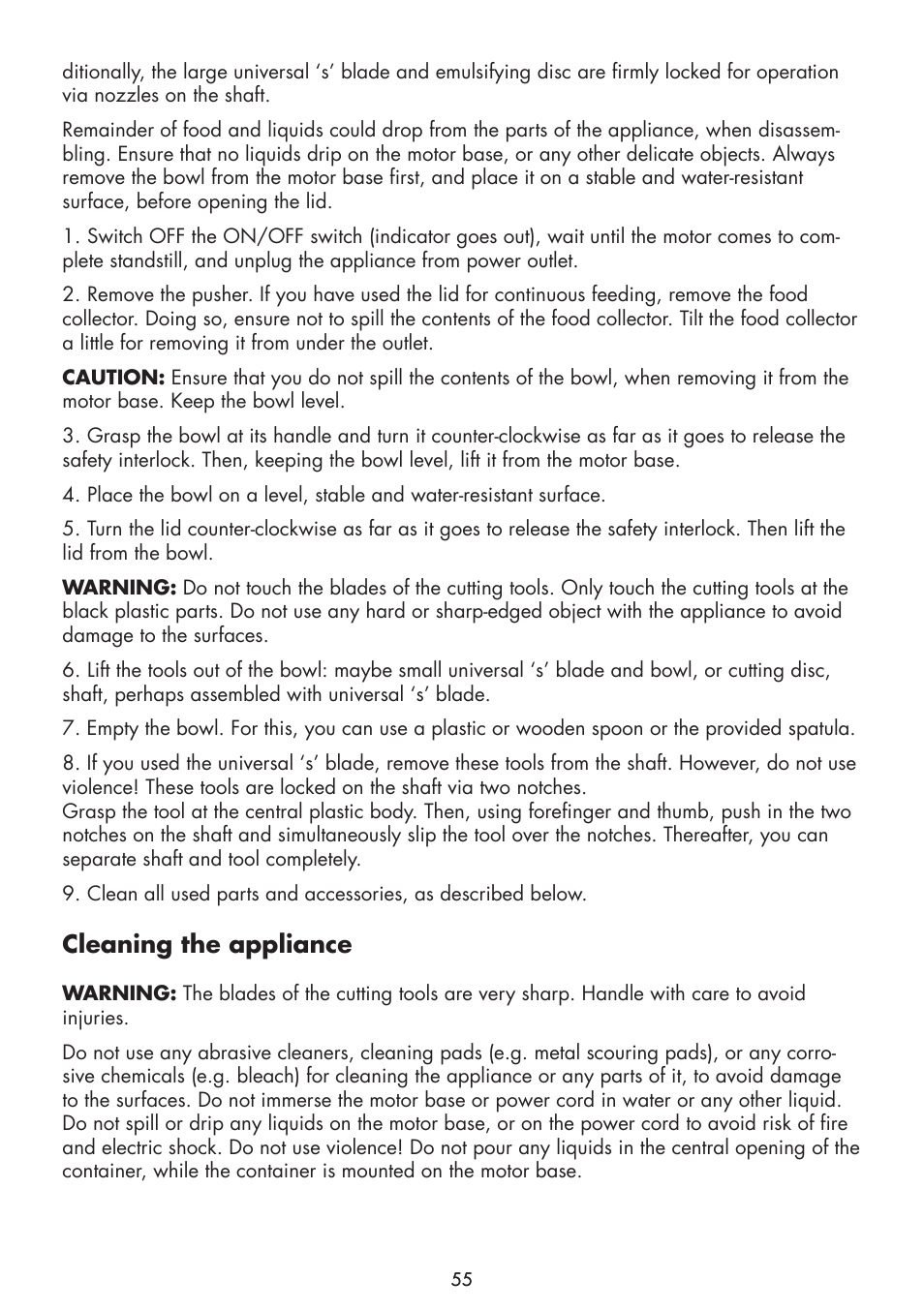 Cleaning the appliance | Gastroback 40963 Design Food Processor S User Manual | Page 23 / 28