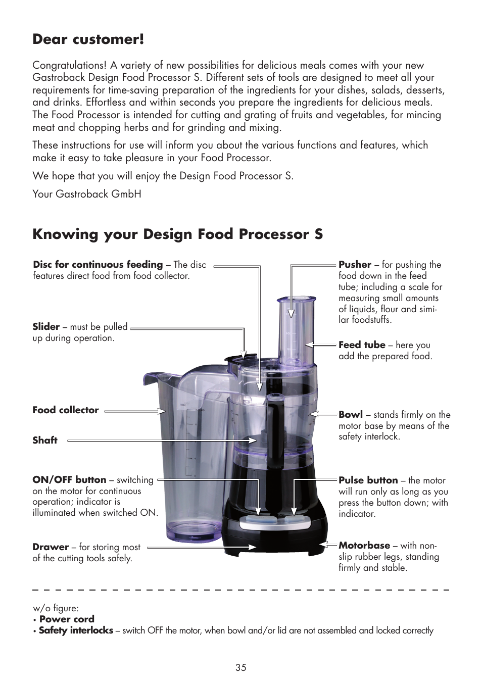 Dear customer, Knowing your design food processor s | Gastroback 40963 Design Food Processor S User Manual | Page 3 / 28