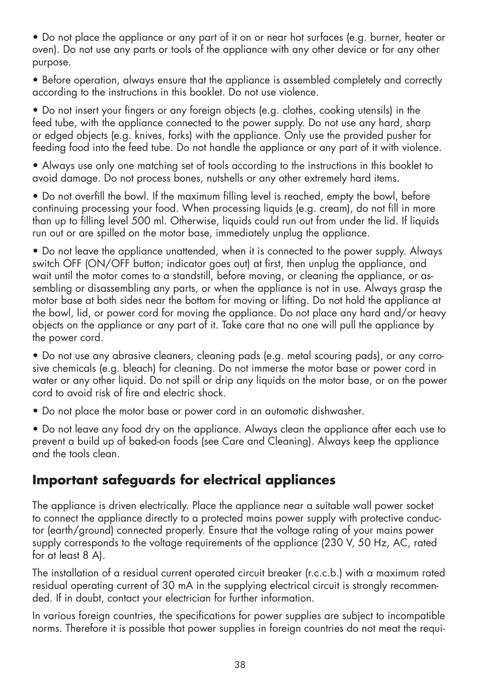 Important safeguards for electrical appliances | Gastroback 40963 Design Food Processor S User Manual | Page 6 / 28