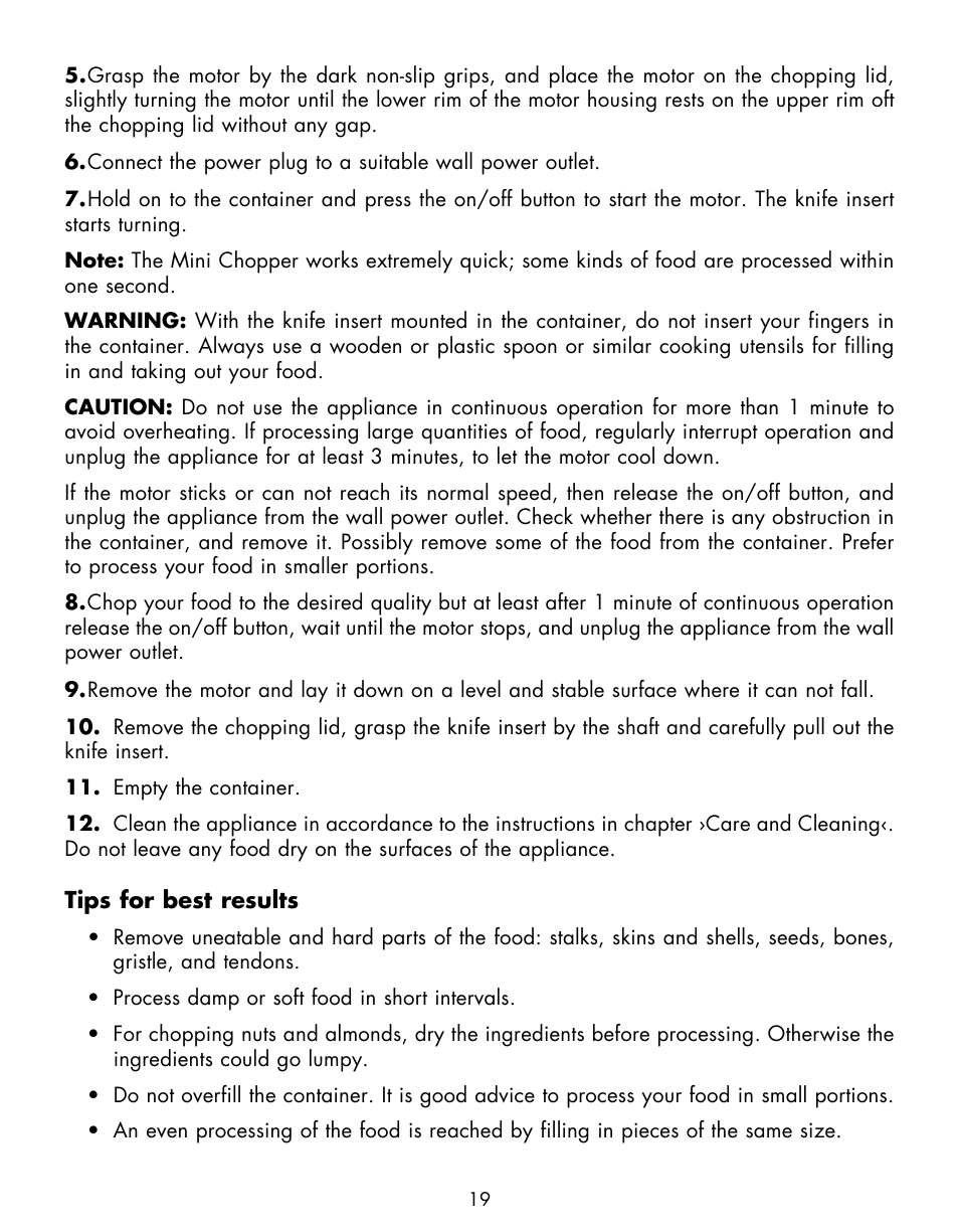 Gastroback 40959 Mini Chopper Home Culture User Manual | Page 8 / 13