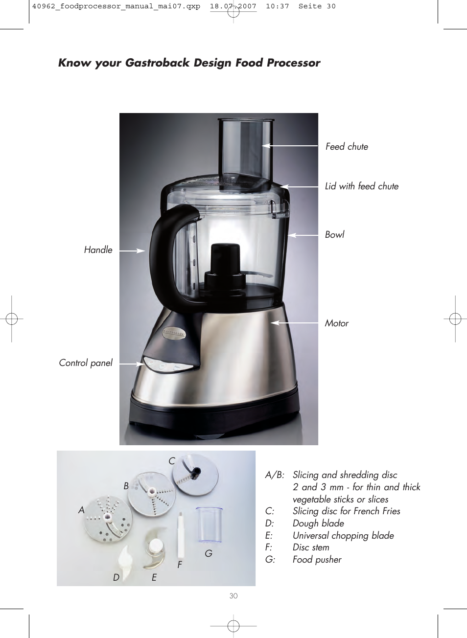 Gastroback 40962 Design Food Processor User Manual | Page 6 / 20