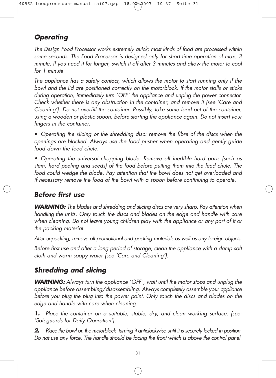 Gastroback 40962 Design Food Processor User Manual | Page 7 / 20