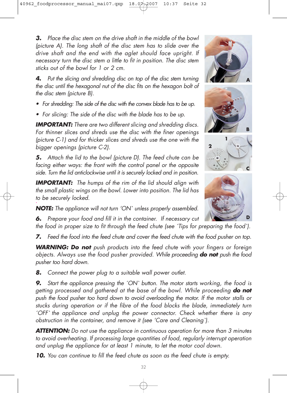 Gastroback 40962 Design Food Processor User Manual | Page 8 / 20