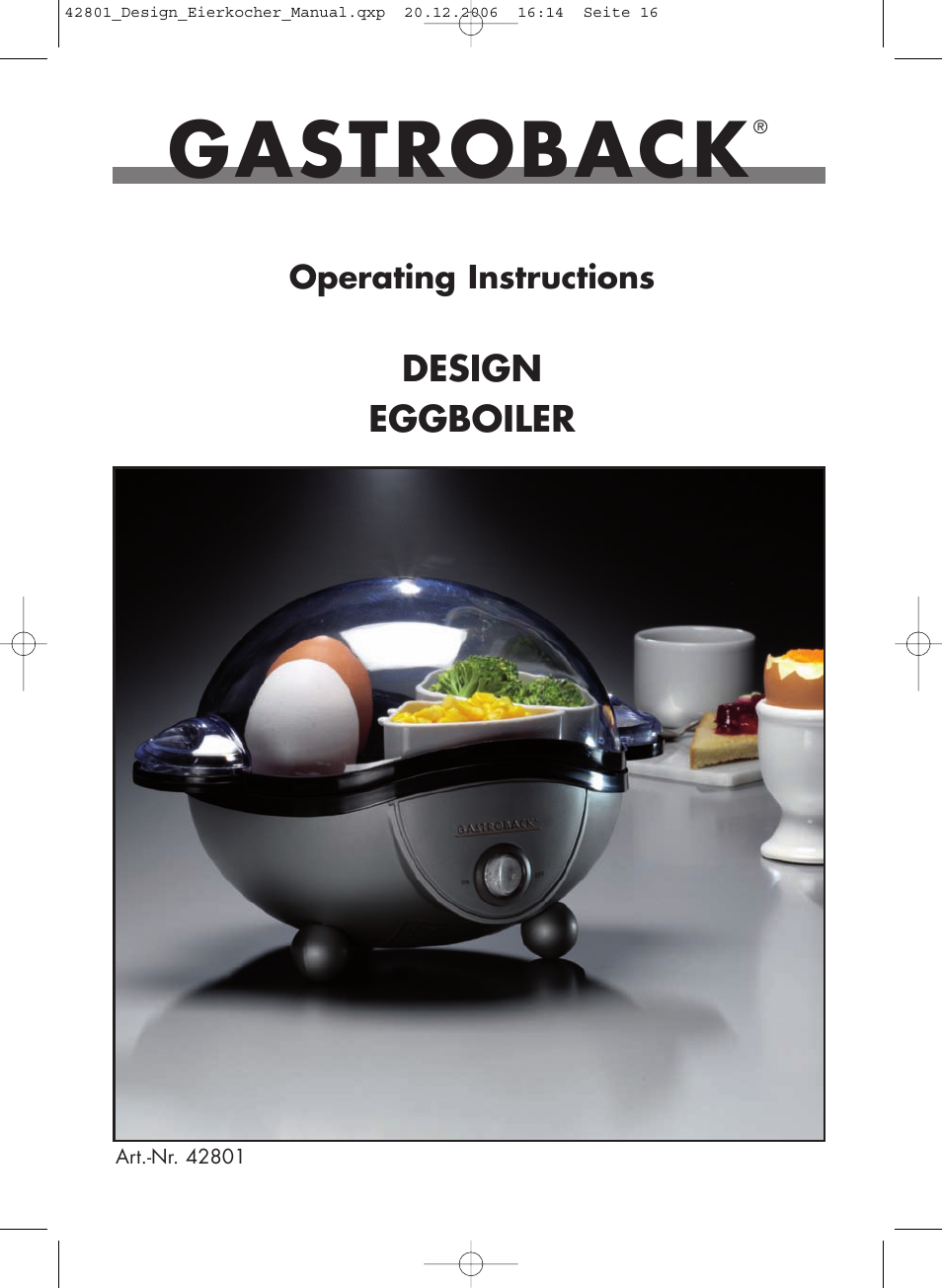 Gastroback 42801 Design Eggcooker User Manual | 13 pages