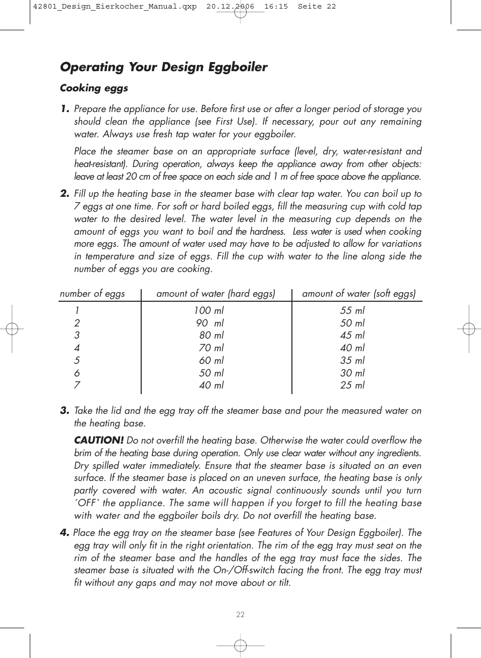 Operating your design eggboiler | Gastroback 42801 Design Eggcooker User Manual | Page 7 / 13