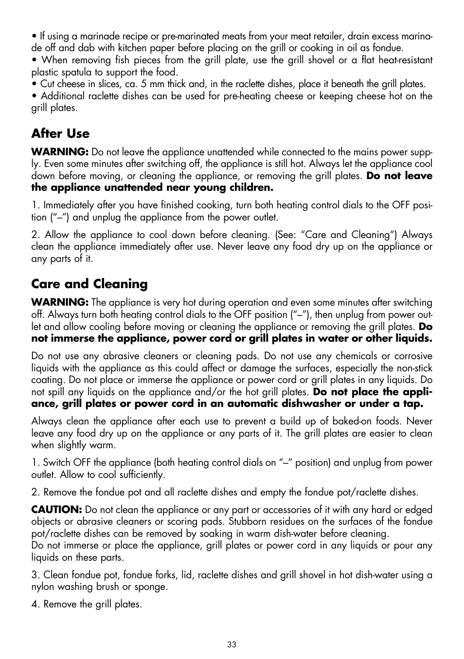 After use, Care and cleaning | Gastroback 42559 Design Raclette - Fondue - Set User Manual | Page 13 / 20