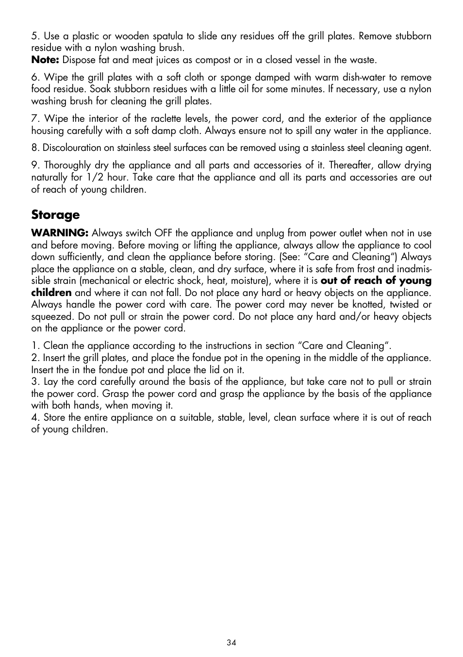 Storage | Gastroback 42559 Design Raclette - Fondue - Set User Manual | Page 14 / 20