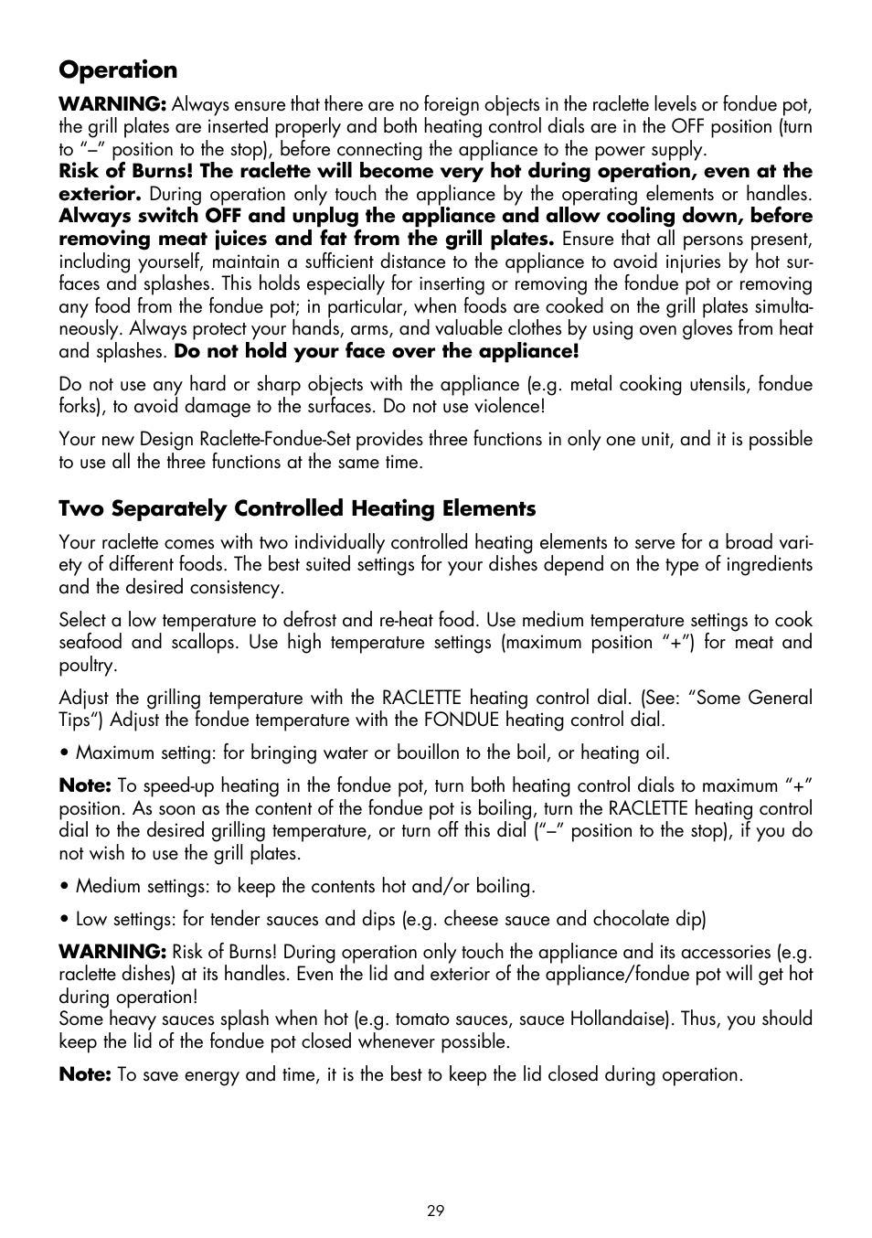 Operation | Gastroback 42559 Design Raclette - Fondue - Set User Manual | Page 9 / 20