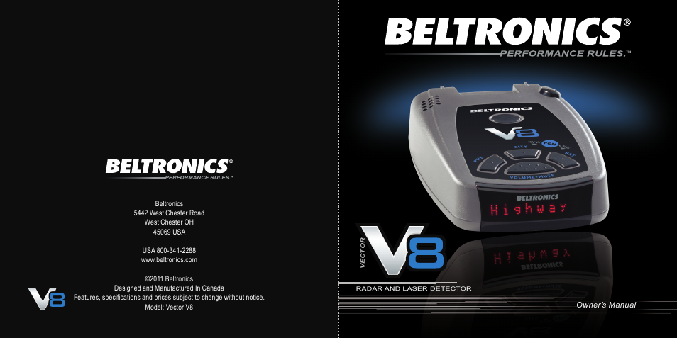 Beltronics V8 User Manual | 16 pages