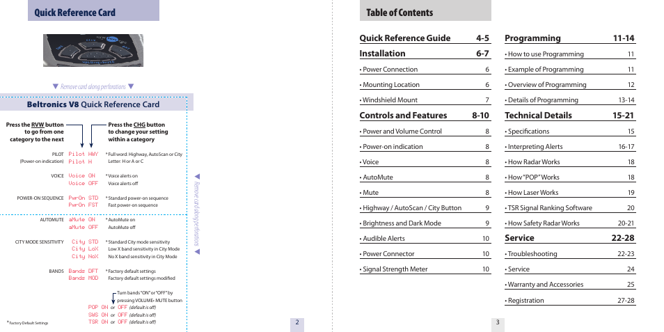 Beltronics V8 User Manual | Page 3 / 16