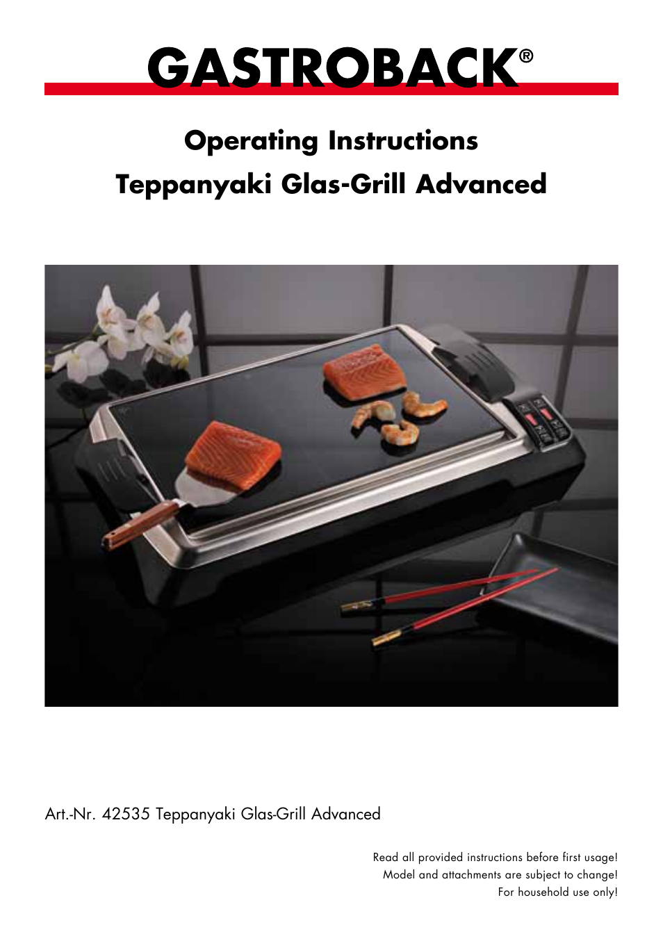 Gastroback 42535 Teppanyaki Glass-Grill Advanced User Manual | 18 pages