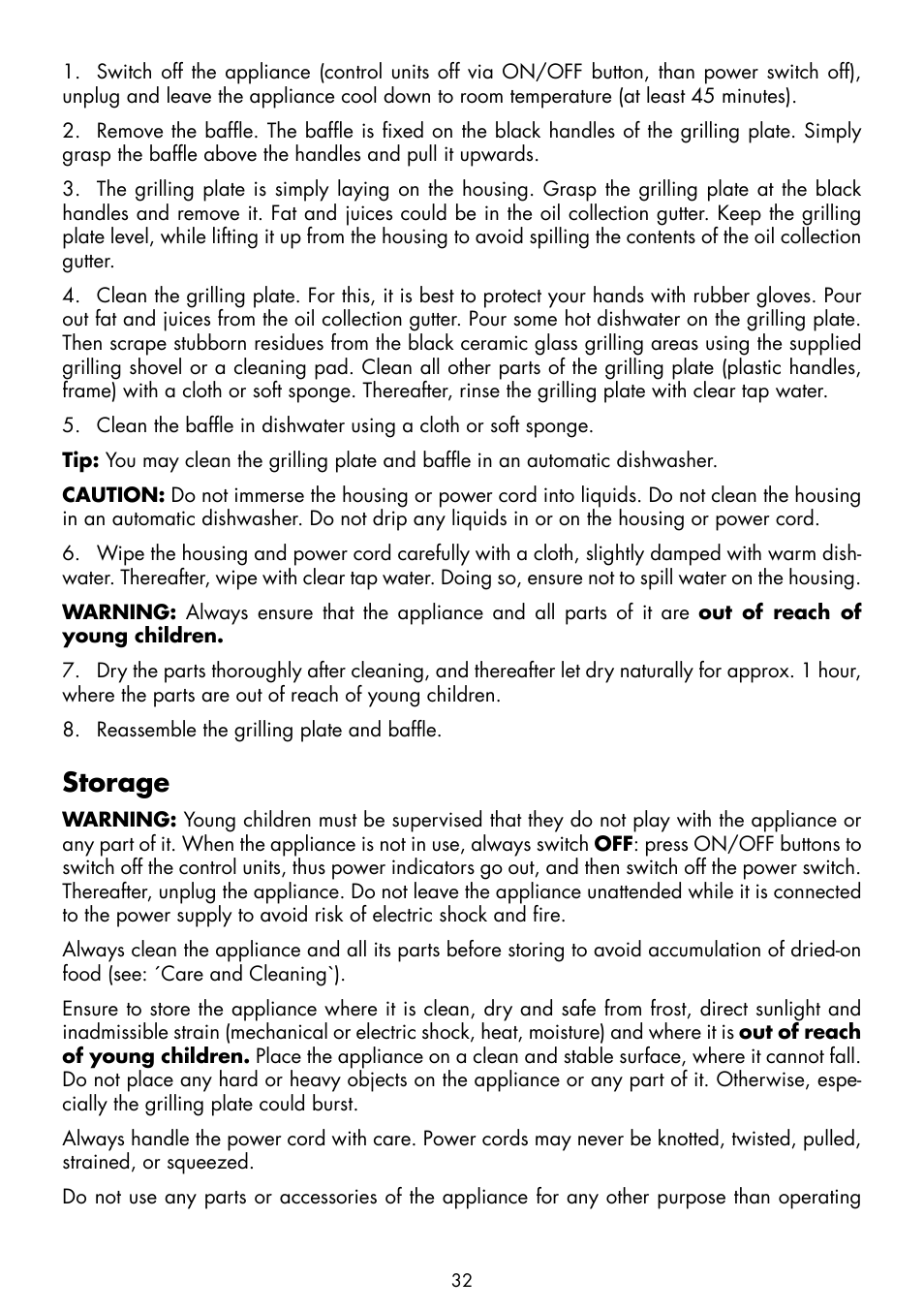 Storage | Gastroback 42535 Teppanyaki Glass-Grill Advanced User Manual | Page 14 / 18