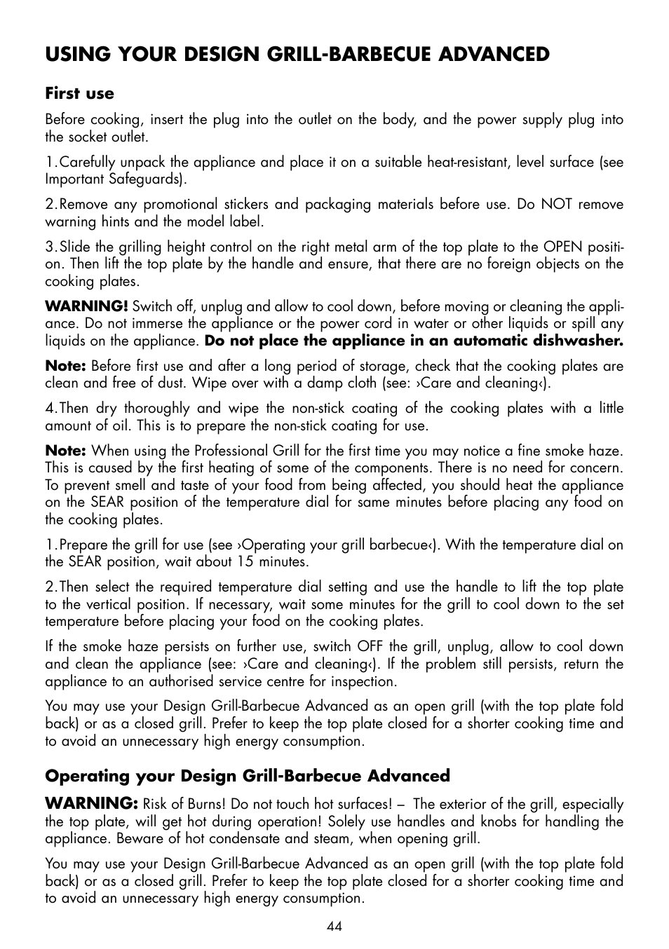 Using your design grill-barbecue advanced | Gastroback 42534 Design Grill-Barbecue Advanced User Manual | Page 12 / 28