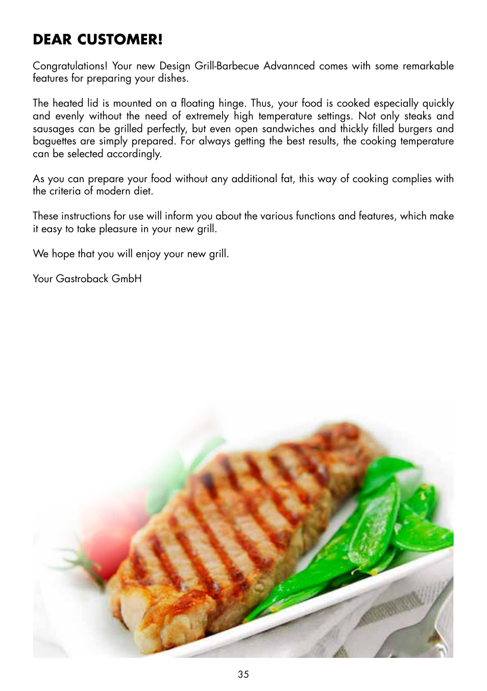 Dear customer | Gastroback 42534 Design Grill-Barbecue Advanced User Manual | Page 3 / 28