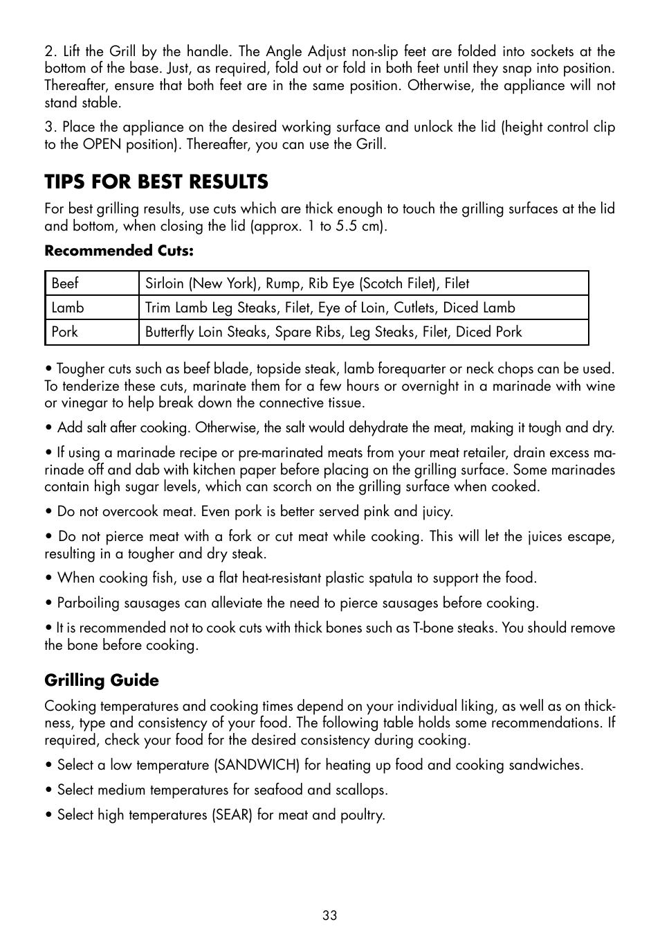 Tips for best results | Gastroback 42514 Health Smart Grill Pro User Manual | Page 11 / 20