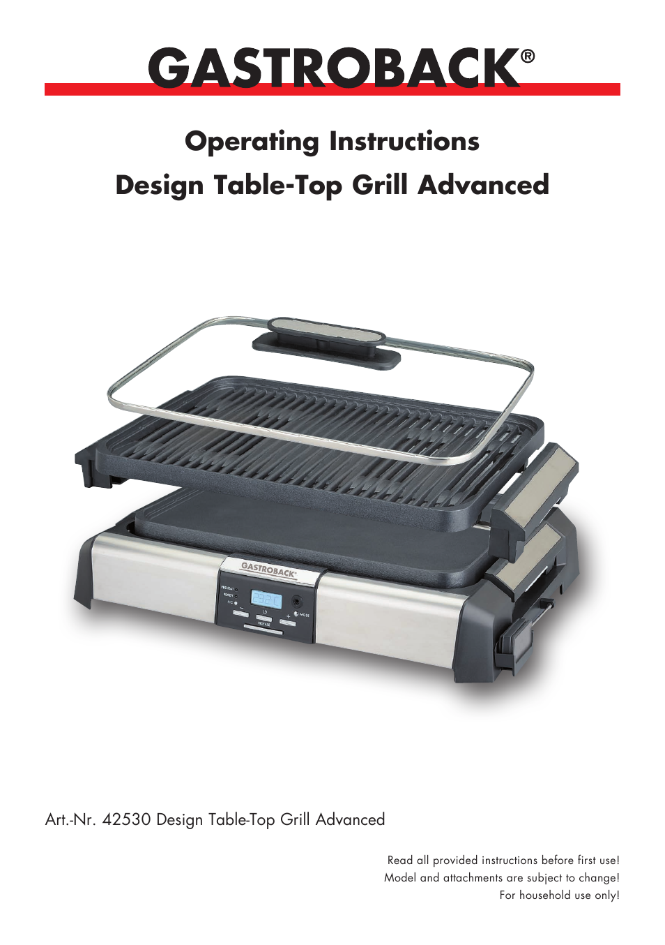 Gastroback 42530 Design Tischgrill Advanced User Manual | 26 pages