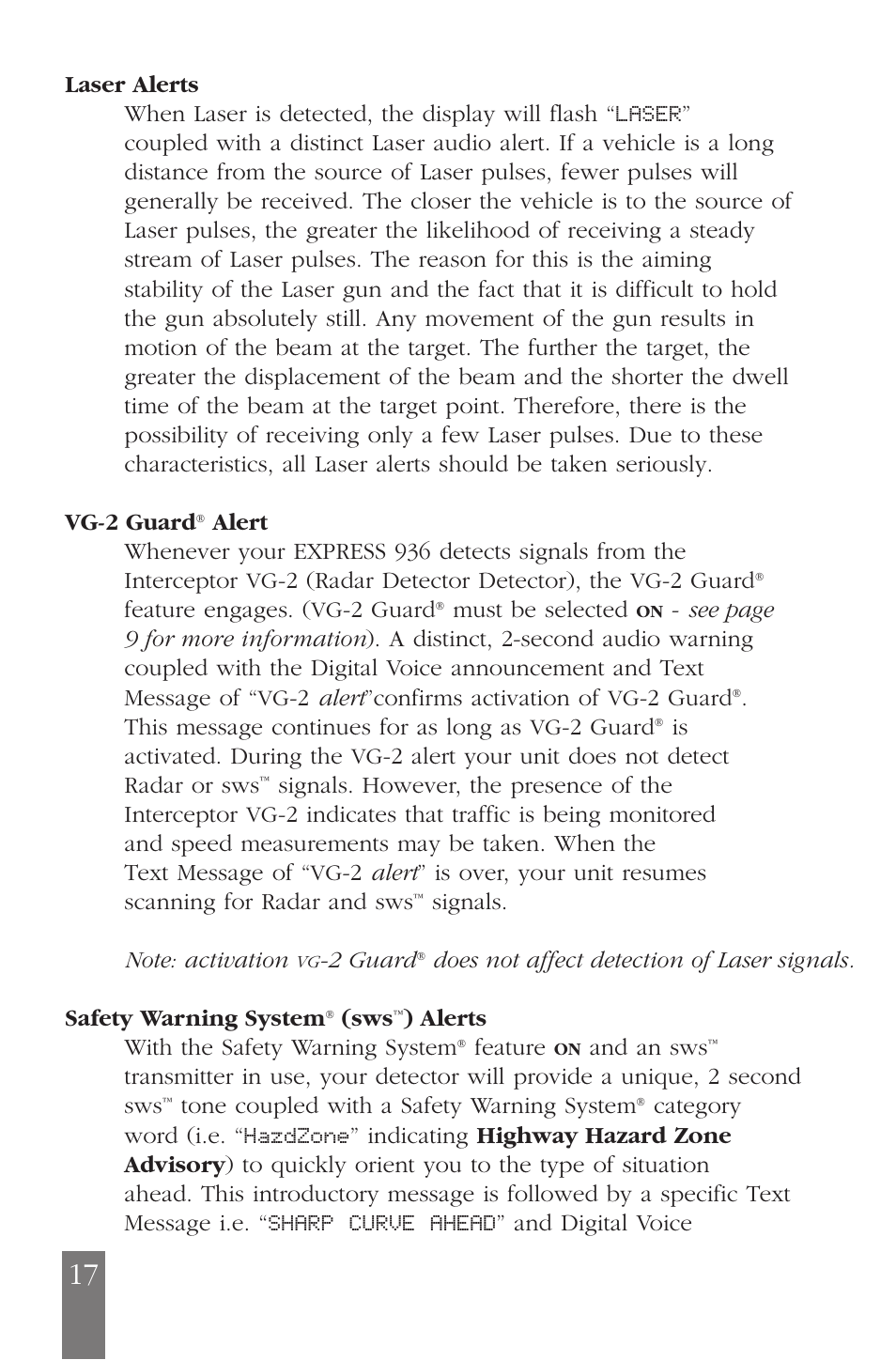 Beltronics E936CS User Manual | Page 17 / 24