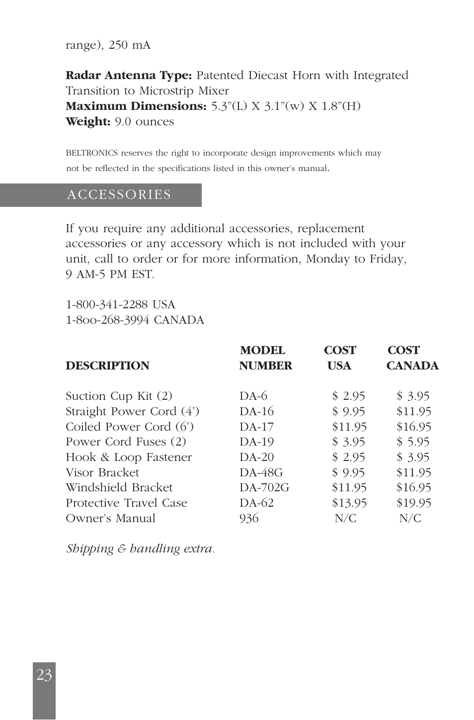 Beltronics E936CS User Manual | Page 23 / 24