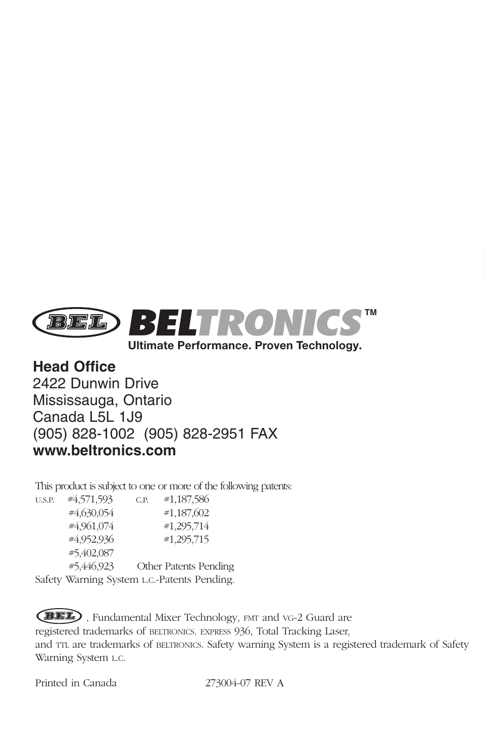 Beltronics E936CS User Manual | Page 24 / 24