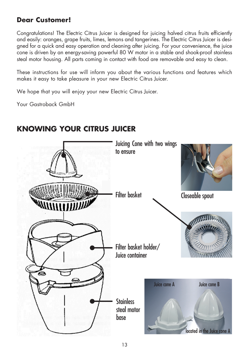 Gastroback 41124 Elektric Citrus Juicer User Manual | Page 3 / 10