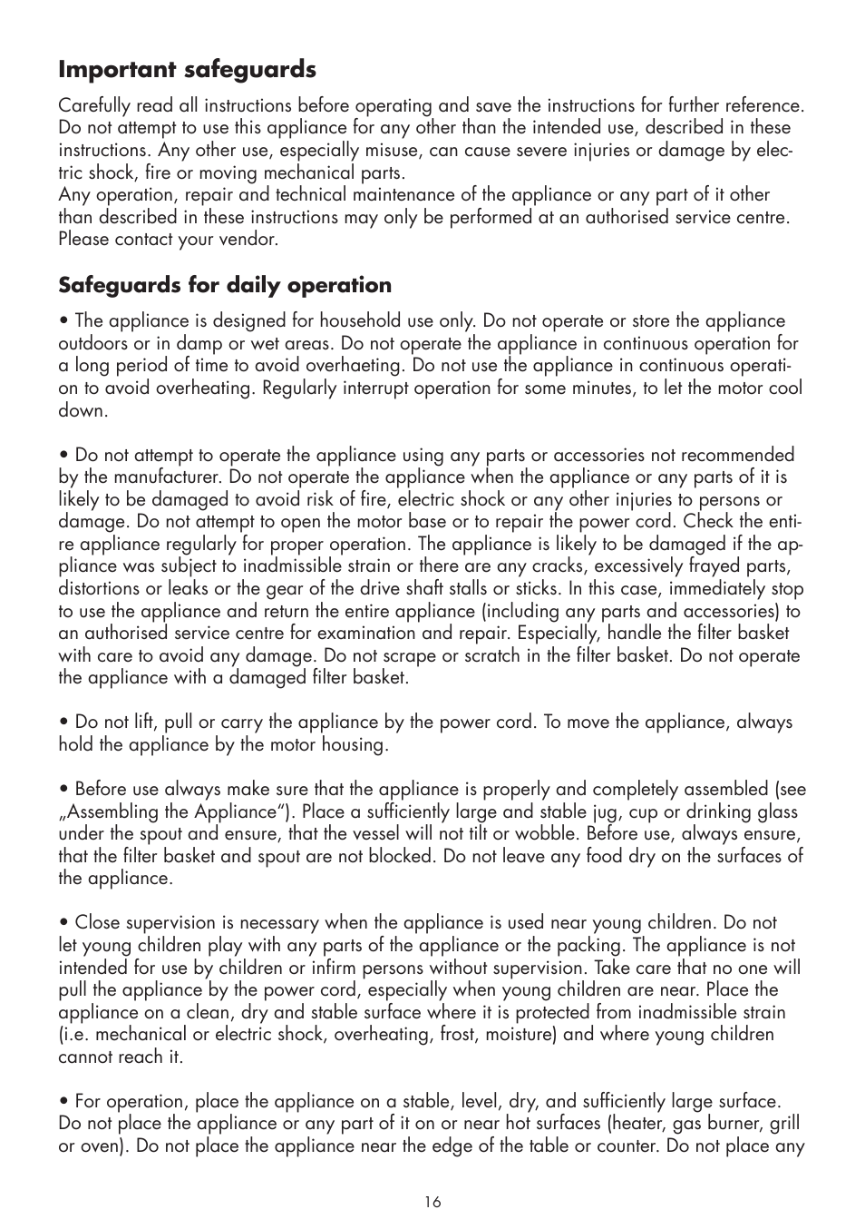 Important safeguards | Gastroback 41141 Vital Citrus Juicer User Manual | Page 4 / 12