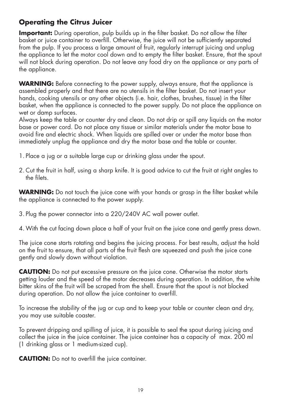 Gastroback 41141 Vital Citrus Juicer User Manual | Page 7 / 12