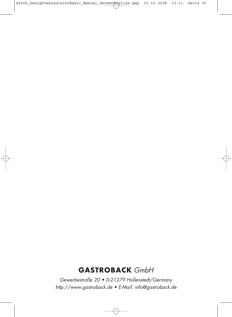 Gastroback gmbh | Gastroback 46006 Design Vacuum Sealer Basic User Manual | Page 15 / 15