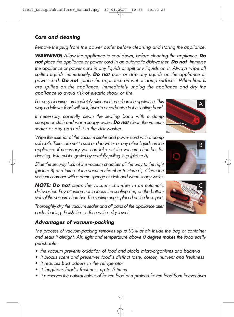 Ac b | Gastroback 46010 Design Vacuum Sealer User Manual | Page 10 / 17