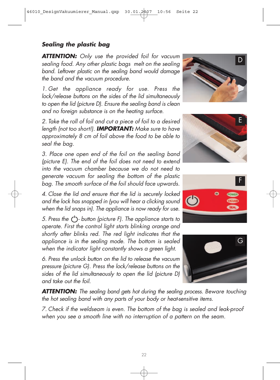 Gastroback 46010 Design Vacuum Sealer User Manual | Page 7 / 17
