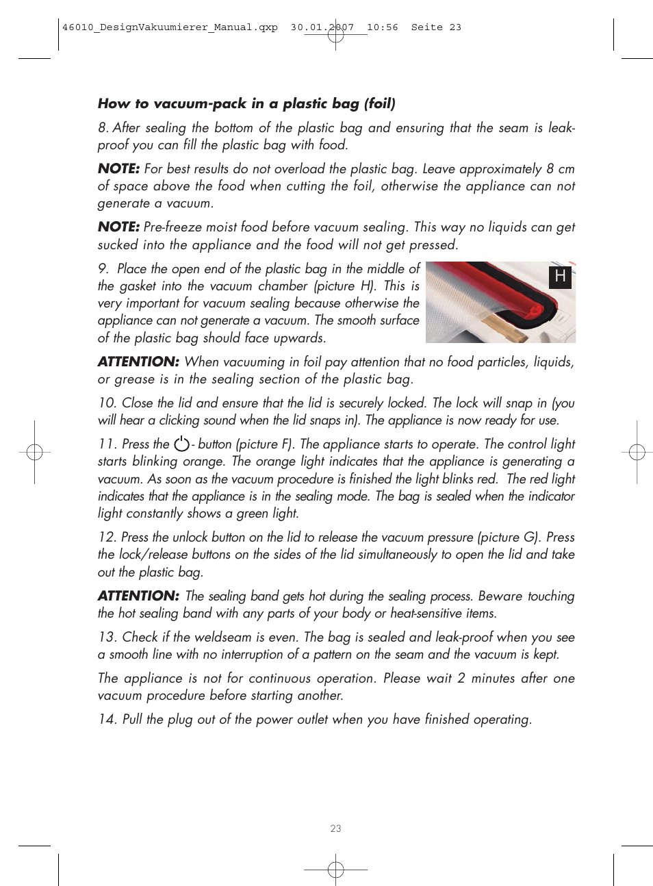 Gastroback 46010 Design Vacuum Sealer User Manual | Page 8 / 17