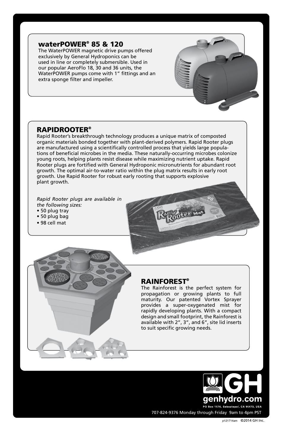 Rapidrooter, Rainforest, Waterpower | General Hydroponics AF20 User Manual | Page 8 / 8