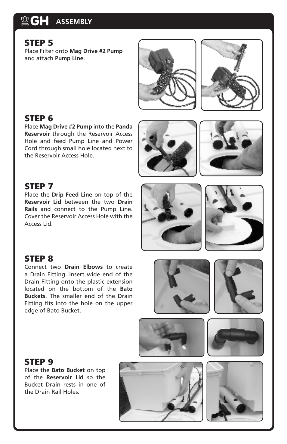 Step 5, Step 6, Step 8 | Step 9, Step 7 | General Hydroponics EuroGrower User Manual | Page 4 / 8