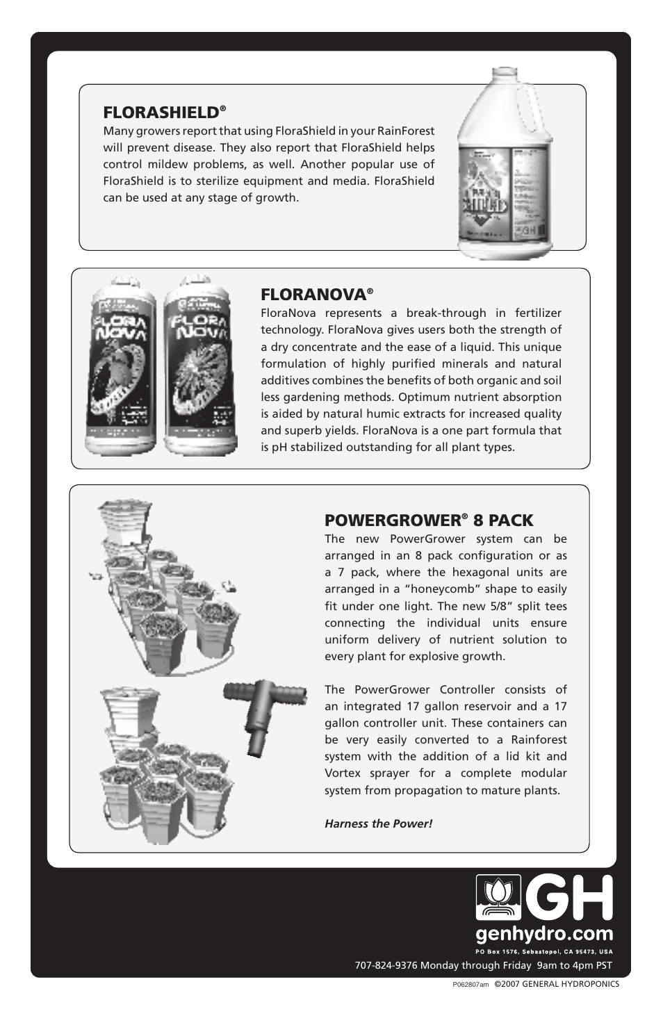 Powergrower, 8 pack, Florashield | Floranova | General Hydroponics New RainForest 36 User Manual | Page 8 / 8