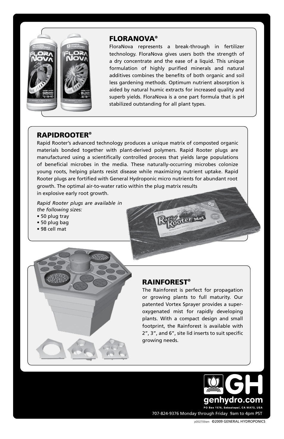 Rapidrooter, Rainforest, Floranova | General Hydroponics WaterFarm 8-pack User Manual | Page 6 / 6