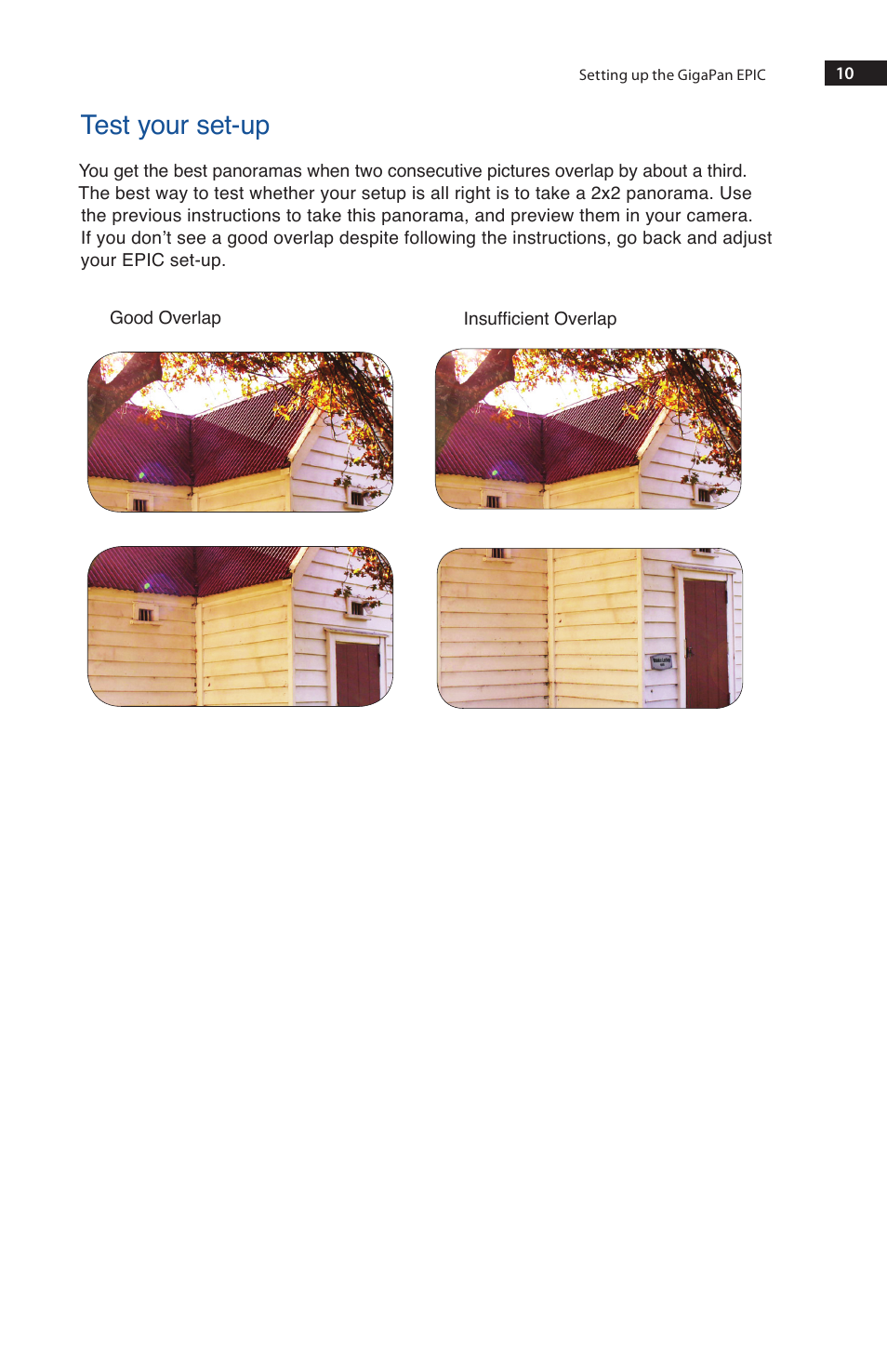 Test your set-up | GigaPan EPIC 100 User Manual | Page 13 / 32