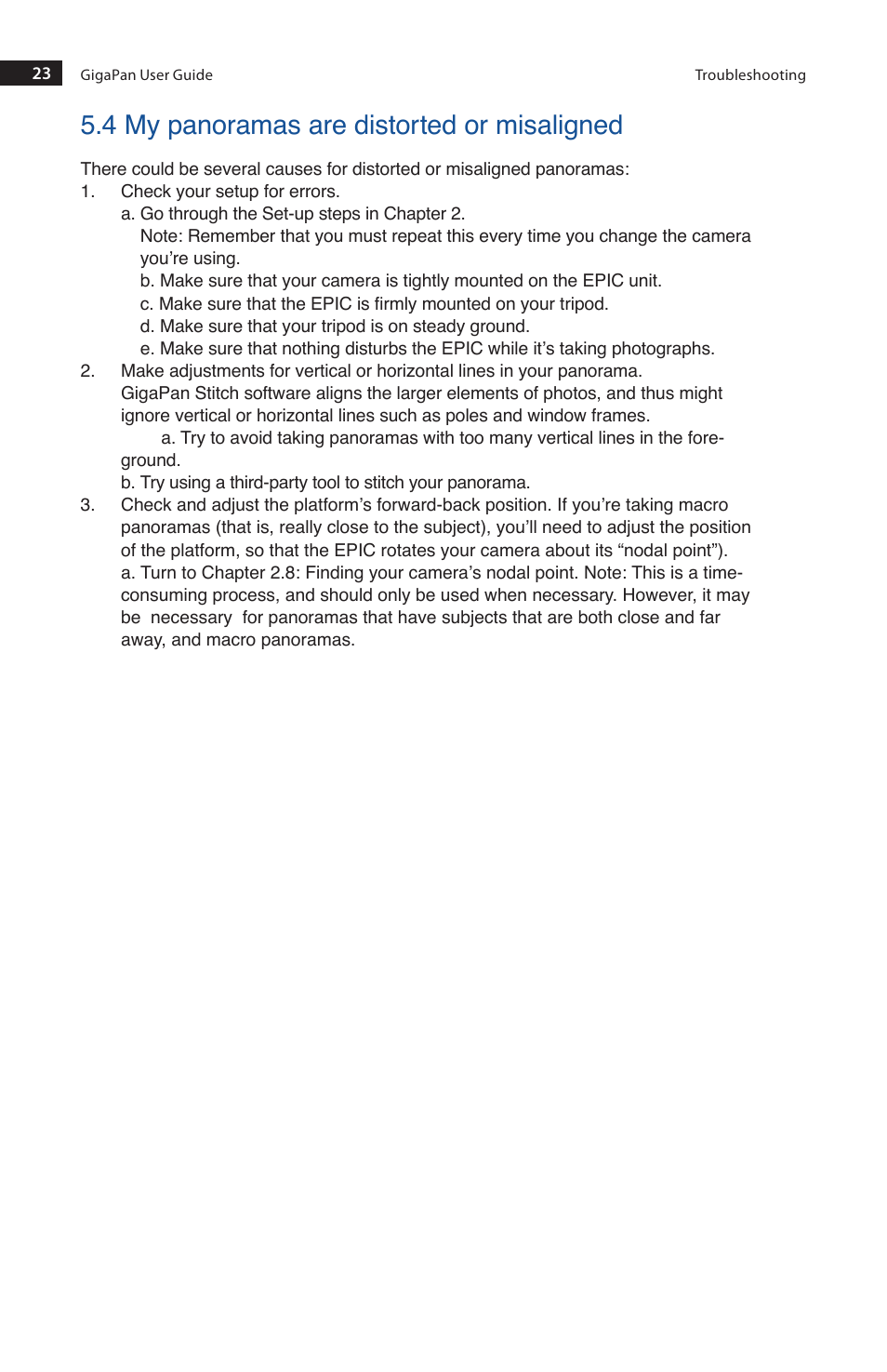 4 my panoramas are distorted or misaligned | GigaPan EPIC 100 User Manual | Page 26 / 32